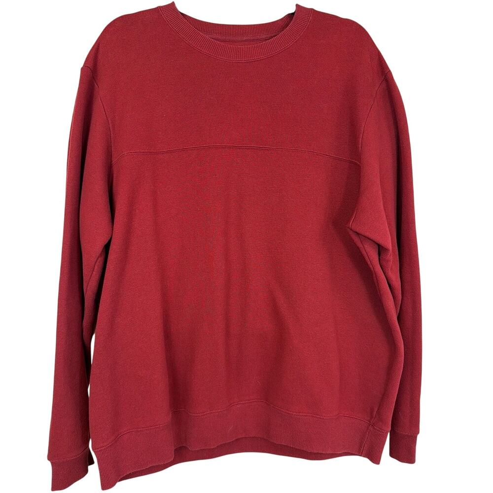 Vintage Puritan Large Maroon Red Long Sleeve Crewneck Fleece Sweatshirt USA mens